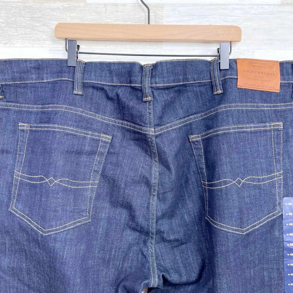 Lucky Brand 181 Relaxed Straight Jeans Dark Wash Mid Rise Stretch Mens 48x32